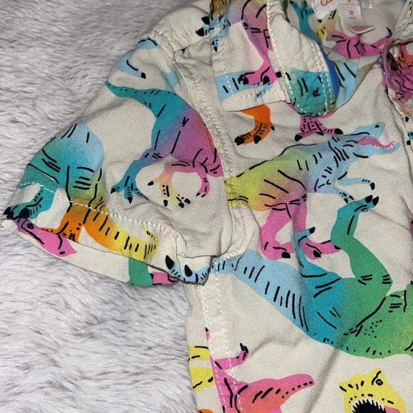 🌈 Cat & Jack Toddler Button Down Shirt Pastel Dinosaurs EASTER Sz 12M - Picture 3 of 5